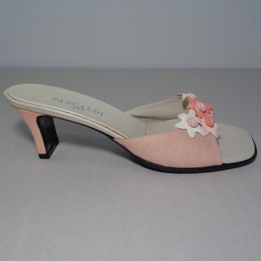Pancaldi Size 8.5 M P3056 Coral Jeans Fabric Heeled Sandals New Women's Shoes - Picture 2 of 16